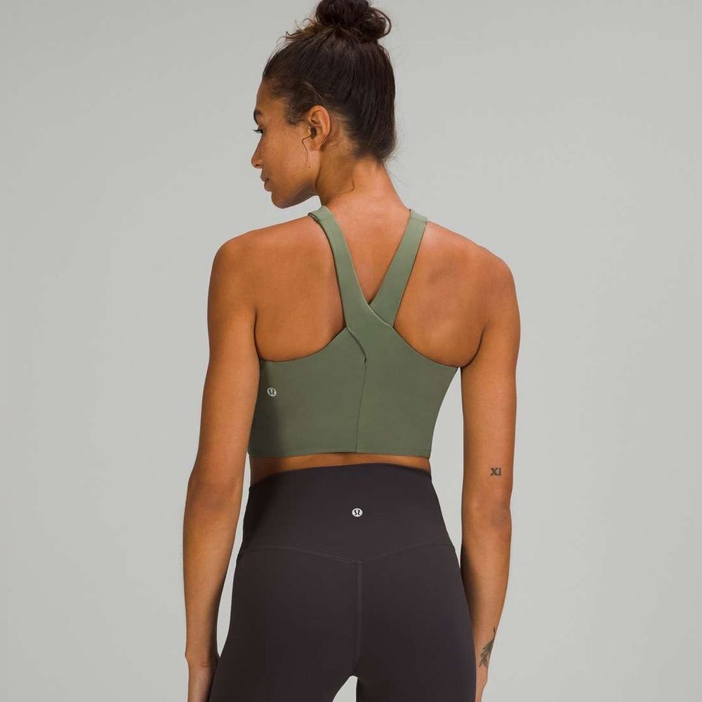 Lululemon Nulu Wrap-Front Longline Bra Green Twill Size 6 Light Support A/B - Picture 8 of 14
